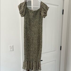 Petal & Pup Olive Floral Smocked Dress - Bump Friendly